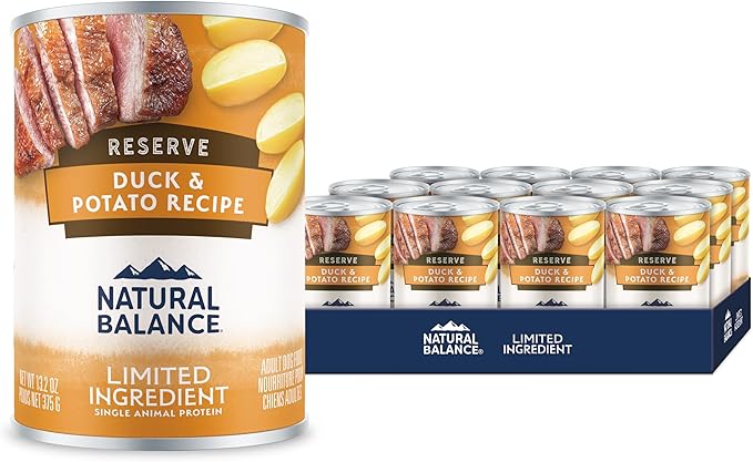 Natural Balance Limited Ingredient Adult Grain-Free Wet Canned Dog Food, Reserve Duck & Potato Recipe, 13.2 Ounce (Pack of 12)