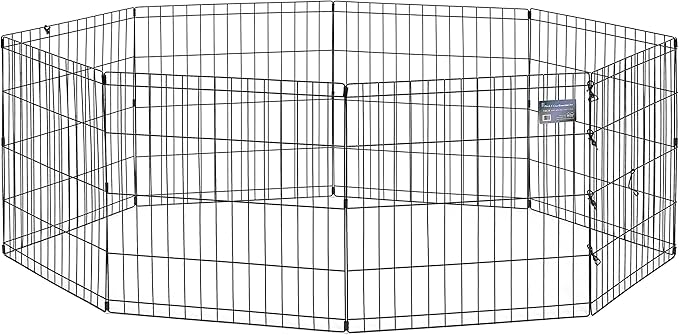 MidWest Homes for Pets 24-Inch Exercise Pen, for Indoor and Outdoor use, 16 Sq Feet of Play, Folding Dog Pen, No Door Design for Maximum Security, Easy to Set Up, Foldable Dog Playpen