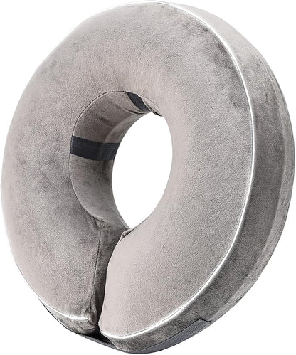 Inflatable Reflective Dog Cone Collar Alternative After Surgery,Doggie Recovery Dount Neck Ecollar,Adjustable Soft Dog Cone Collar for Small Medium Large Dogs (Grey, XL)