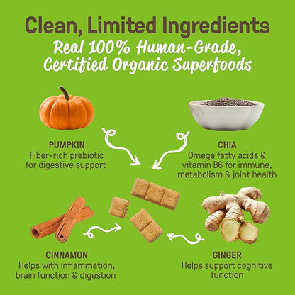 CookiePal Pumpkin Dog Treats with Chia, Human Grade USDA Organic Dog Training Treats, Crunchy Natural Puppy Training Biscuits, 10oz (Pk of 3)