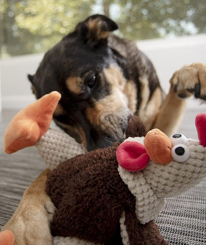 goDog, Checkers Fat Rooster, Squeaker Dog Toy, Chew Resistant, Durable Plush, Soft, Tough, Reinforced Seams, Brown, Large