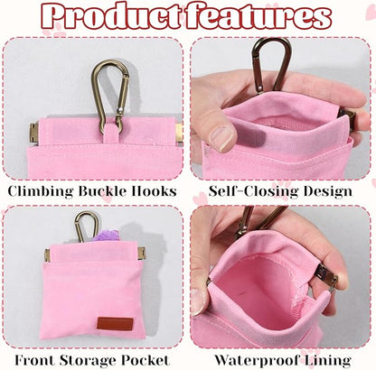 2 Pcs Dog Treat Pouch Hand Free Pet Training Pouch Canvas Training Bag with Carabiner Portable Pet Dog Walking BagSelf-Closing Pets Feed Snack Reward Behavior Aids for Puppy Travel Outdoor Pink Black