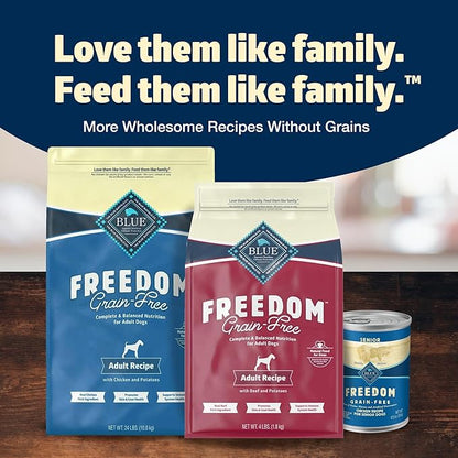 Blue Buffalo Freedom Grain-Free Dry Dog Food, Complete & Balanced Nutrition for Adult Dogs, Made in the USA With Natural Ingredients, Chicken & Potatoes, 4-lb Bag