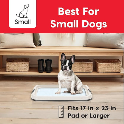IRIS USA Pee Pad Holder for Dogs and Puppies, Potty Training Tray with Secured Latches, Non-Skid Feet, Leak Protection, Easy Clean Surface, Fits 17"x 23" Puppy Pads Size, Dark Gray