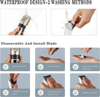 Dog Clippers for Grooming,Dog Grooming Kit for Heavy Thick Hair&Coats/Low Noise Rechargeable Cordless Hair Trimmer/Pet Shaver with Paw Trimmer for Small & Large Dogs Cats