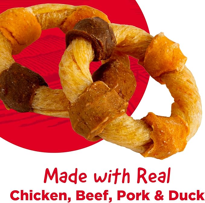 Country Kitchen Rawhide Free Kabob Rings Dog Chews, Made with Real Chicken, Beef, Pork, and Duck, 5 Count (Pack of 2)