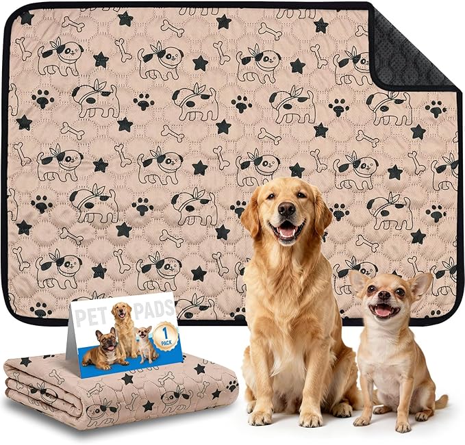 Washable Pee Pads for Dogs, Absorbent Reusable Puppy Training Pads, Leakproof, Non-Slip, Waterproof Cat Doggie Pad Pet Potty Mat for Indoor&Outdoor, Whelping, Playpen, Crate, Coffee 20"x28"