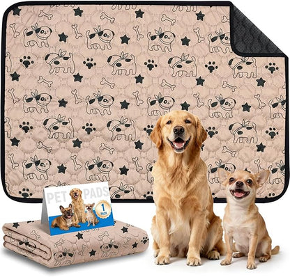 Washable Pee Pads for Dogs, Absorbent Reusable Puppy Training Pads, Leakproof, Non-Slip, Waterproof Cat Doggie Pad Pet Potty Mat for Indoor&Outdoor, Whelping, Playpen, Crate, Coffee 28"x40"