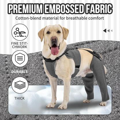 Arblina Dog Recovery Sleeve for Hind Leg, Adjustable Buckled Rear Leg Sleeve to Prevent Licking Wounds for Medium Large Dogs After Surgery, Thick Leg Sleeve as Cone Collar Alternative, L