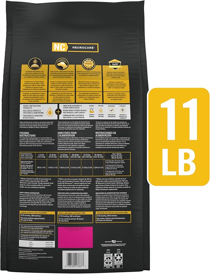 Pro Plan Veterinary Diets Purina NC NeuroCare Canine Formula High Protein Dog Food - 11 lb. Bag