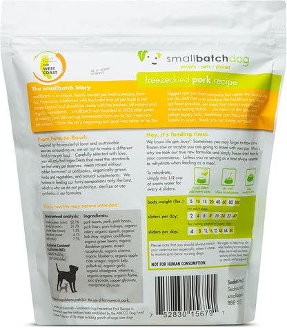 smallbatch Pets Freeze Dried Raw Dog Food, Pork Recipe, 14 oz, Organic High Protein Dog Food, Grain Free, Made in the USA, Humanely Raised Meat, Single Protein, for Picky Eaters, Hydrate & Serve