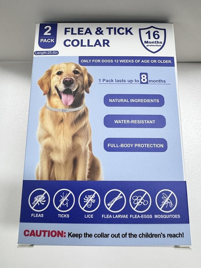 KOOSA Flea and Tick Collar for Dogs, 2 Packs Flea Collar for Dogs with Natural Essential Oils, Waterproof & Adjustable Flea and Tick Prevention Collar for Small Medium Large Dogs & Puppies, Grey