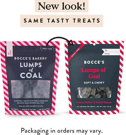 Bocce's Bakery Lumps of Coal Recipe Treats for Dogs, Wheat-Free Everyday Dog Treats, Made with Real Ingredients, Baked in The USA, All-Natural Soft & Chewy Cookies, Peanut Butter & Molasses, 6 oz