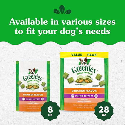 Greenies Smartbites Soft Dog Treats, Dog Immune Support Crunchy & Soft, Chicken Flavor, 28 oz. Pack
