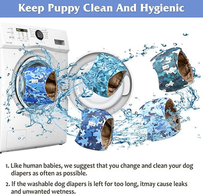 5 Pack Dog Diapers Male Reusable, Premium Belly Bands for Male Dogs, High Absorbing Male Dog Pee Wraps for Doggie in Incontinence or Excitable Urination and Training Camouflage Pattern XXL