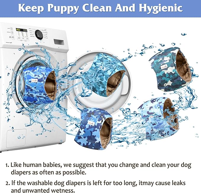 5 Pack Dog Diapers Male Reusable, Premium Belly Bands for Dogs, High Absorbing Male Dog Pee Wraps for Doggie in Incontinence or Excitable Urination Camouflage Pattern M