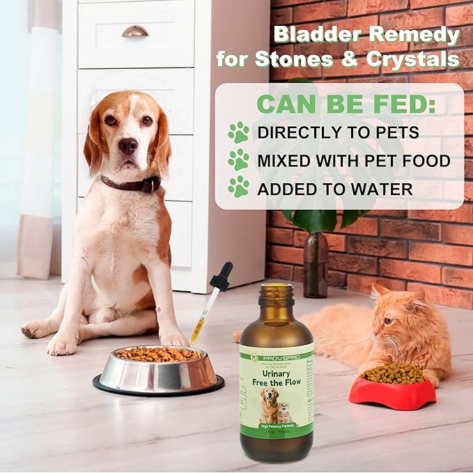 Dog & Cat Bladder Crystals Treatment or Stone, Bladder Kidney Stones Dissolver for Pet, Cat Dog Urinary Tract Supplements for Kidney and Bladder Stones, Urinary Free The Flow, 2 fl oz (59ml)