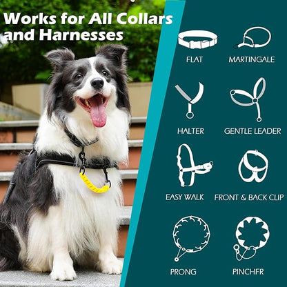 PetBonus Dog Collar Safety Clip, Handmade Backup Safety Strap for Dog Harness, Prong, Pinch Collar, Double Ended Clasp Leash Connector (Yellow)
