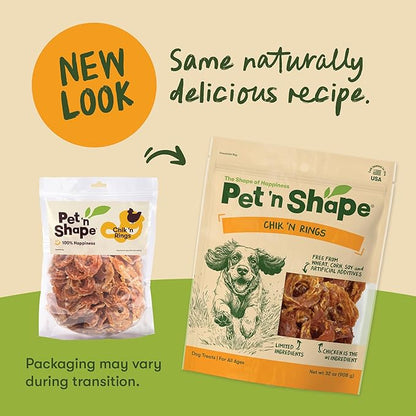 Pet 'n Shape Chik 'n Rings – Natural Chicken Breast Jerky Dog Treats, 2 Pound