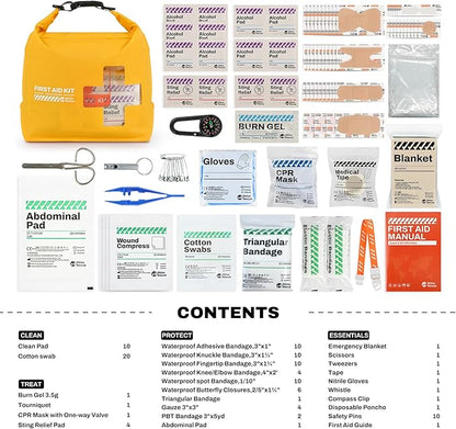 RHINO RESCUE Bundle - Pet First Aid Kit, Emergency Medical Supplies for Dogs & Cats, Safety Essentials Pack with Thermometer+Waterproof First Aid Kit, Lightweight Boat Dry Bag