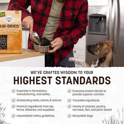 Earth Animal Wisdom Air Dried Dog Food - From the Soil Recipe Premium Natural Dry Dog Food for All Adult Breeds - 2 Lbs Bag