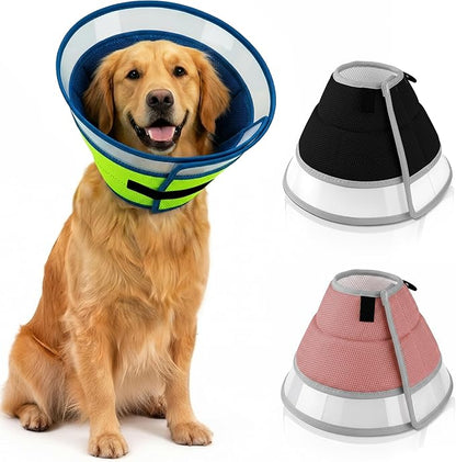 Premier Web Products Soft Dog Cone Collar To Stop Licking - Small Dog Cone, Adjustable and Reversible Design, Non-Woven Breathable Fabric, Elizabethan Recovery Collar after Surgery for Cat, Blue