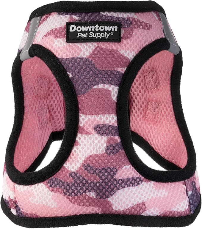 Downtown Pet Supply Step-in Dog Harness – No Pull, Adjustable Padded Mesh with Reflective Trim, Secure Buckle Strap – Comfortable & Breathable Small Dog Harness, X-Large, Camo Pink