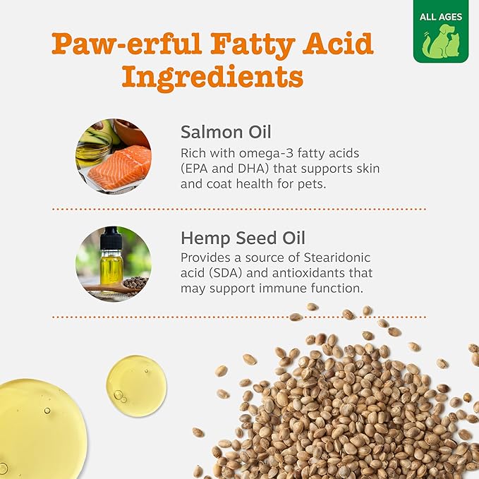 Zesty Paws Salmon Omega Oil Hemp for Dogs and Cats with Wild Alaskan Salmon Oil Omega 3 and 6 Fatty Acids with EPA DHA for Pets Supports Normal Skin Moisture and Immune System Function 32oz