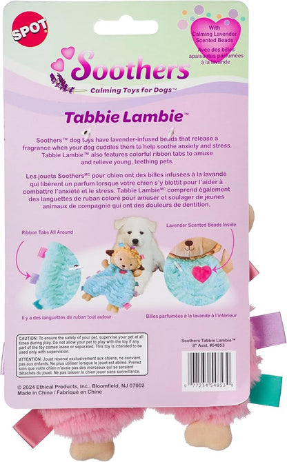 SPOT Soothers- Tabbie Lambie Dog Toy-Separation Anxiety Toys for Dogs, Stuffing Free, Scented with Calming Lavender Fragrance Beads to Safely Calm and Relax Dogs and Puppies, 8in