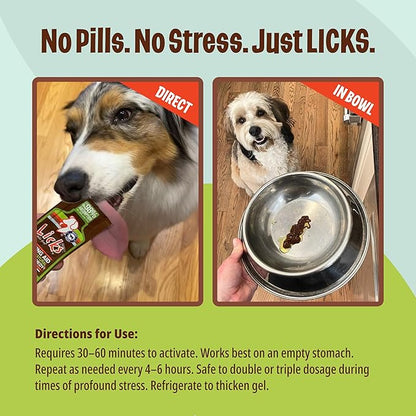 Licks Pill Free Zen Dog Calming - Calming Aid Supplements for Aggressive Behavior & Nervousness - Treats for Stress Relief & Dog Health - Gel Packets - Braised Beef Flavor, 5 Use