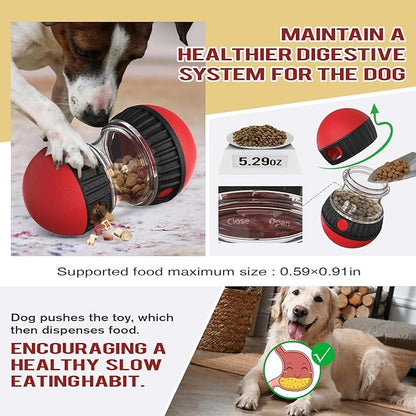BSISUERM Dog Food Puzzle Toy Adjustable Treat Dispensing Food Dispenser Slow Feeder Bowls Puppy Enrichment Toy Ball Dog Interactive Chase Training Toys for Small Medium Large Dogs