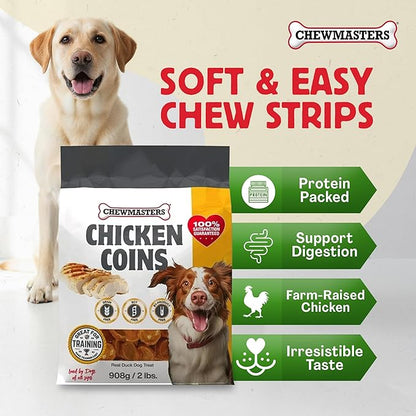 Chewmasters Chicken Coins Training Treats for Dogs (32 oz) – Dog Training Treats – Healthy Rewards – Real Chicken Meat Bites for All Breeds