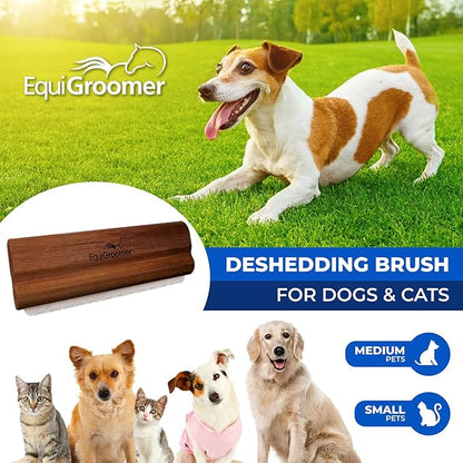 EasyGroomer Deshedding Brush for Dogs & Cats – Undercoat Grooming Tool for Short & Long Hair, Removes Loose Fur & Dirt, Reduces Shedding for Small & Large Pets, Mahogany