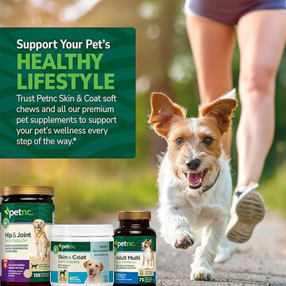 Petnc Dog Skin and Coat Supplement (60 Chewables), With Omega 3, EPA & DHA, Promotes Healthy Skin & Glossy Coat, For Dogs 18 Weeks & Older, Liver Flavor