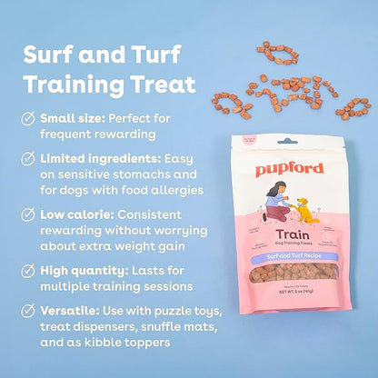Pupford Freeze Dried Training Treats for Dogs & Puppies, 215+ Six Ingredient Bites (Surf & Turf, 3 oz)