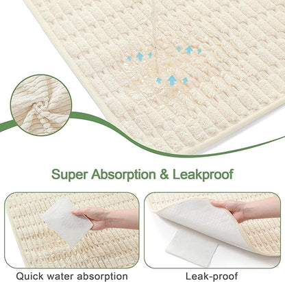 Washable Pee Pads for Dogs, Reusable Puppy Pads Dog Pads, Non-Slip Dog Pee Pads, Leak-Proof Pet Pee Pads Wee Wee Pads for Dogs. (Cream White, 18"x24"(Pack of 2))