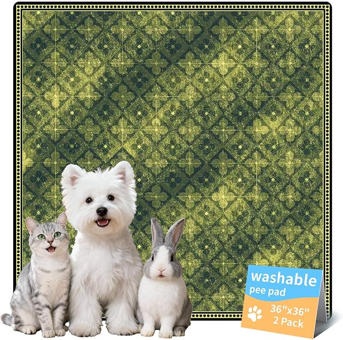 Washable Pee Pads for Dogs, Reusable Puppy Potty Training Pads, Ultra-Absorbent Thick Waterproof Leak-Proof Non-Slip Pads & Mat for Crate, Playpen, Floor, Whelping & Housebreaking , 2 Pack 36"x36"