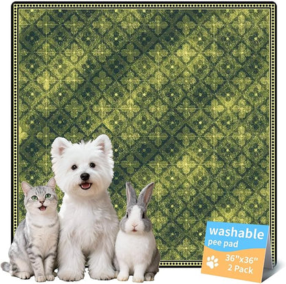 Washable Pee Pads for Dogs, Reusable Puppy Potty Training Pads, Ultra-Absorbent Thick Waterproof Leak-Proof Non-Slip Pads & Mat for Crate, Playpen, Floor, Whelping & Housebreaking , 2 Pack 36"x36"