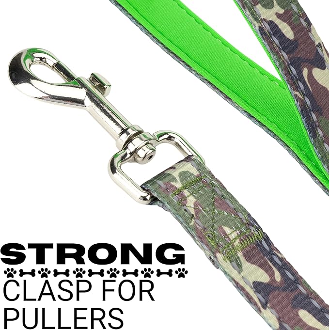 EcoBark Dog Leash - Soft & Reflective Comfort Leashes with Padded Handle - Safe, Strong, & Durable for Small, Medium or Large Dogs (Camo)