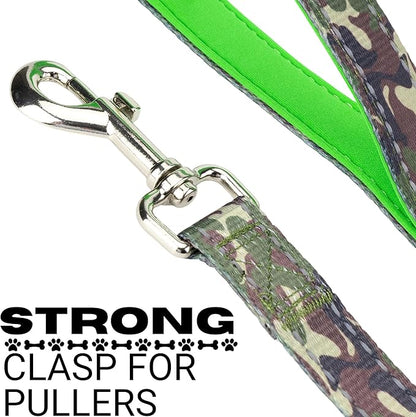 EcoBark Dog Leash - Soft & Reflective Comfort Leashes with Padded Handle - Safe, Strong, & Durable for Small, Medium or Large Dogs (Camo)