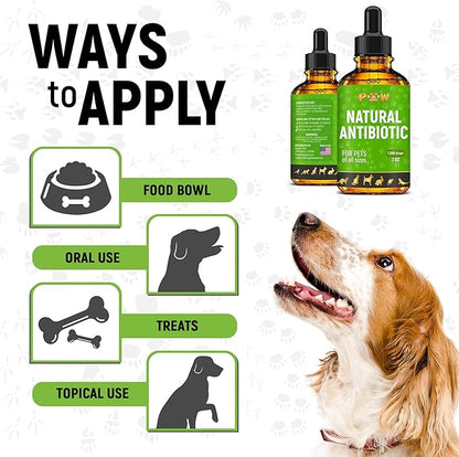 Dog Antibiotics for Infection, Coughs, UTIs, Allergies, Itching | Natural Antibiotics for Cats to Support Skin, Coat, & Digestion | for All Breeds & Ages | 2 oz