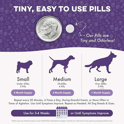 Peaceful Paws Dog Behavior Support – Natural Dog Anxiety Relief and Calming Care for Dogs – Gentle Aid for Separation Anxiety Relief for Dogs, Barking, Travel & Aggression ( 400 Tiny Pills)