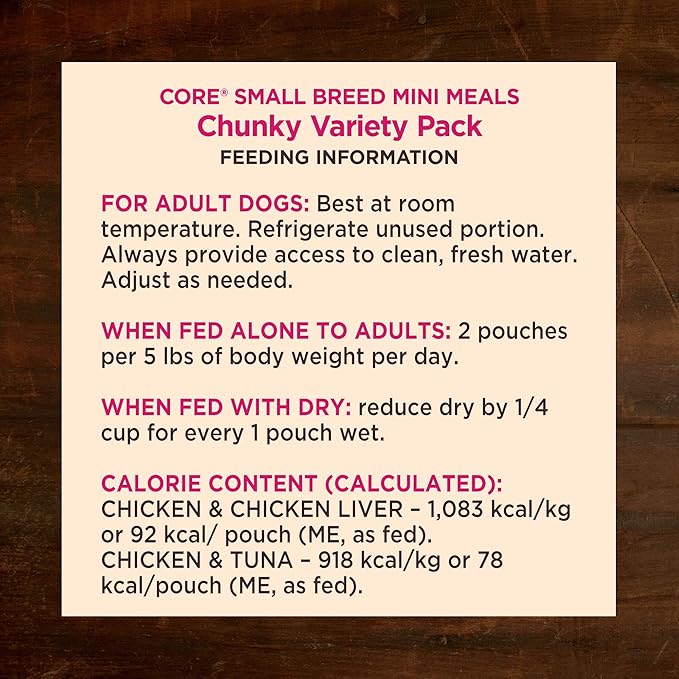 Wellness CORE Small Breed Mini Meals Chunky Variety Pack Adult Wet Dog Food, Grain Free, Natural, 3 oz, Pack of 12