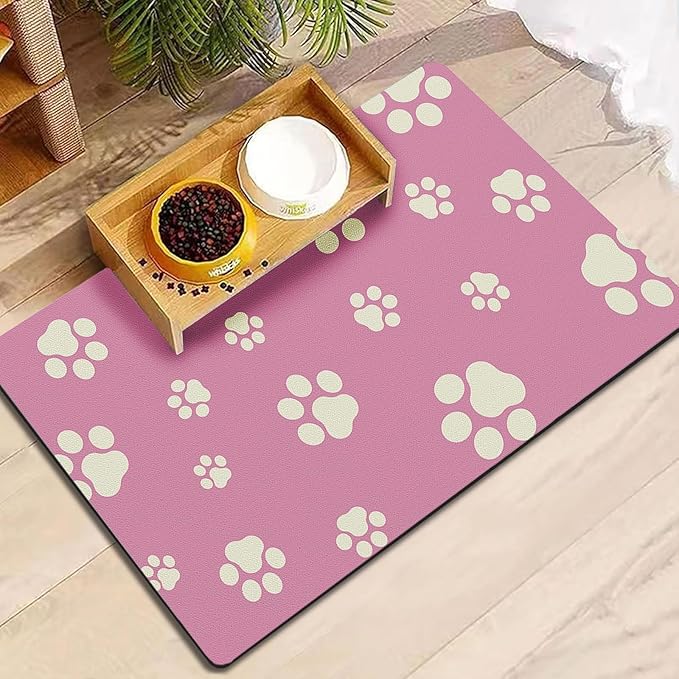 Pet Feeding Mat Dog Cat Food Mat Absorbent No Stains Quick Dry Rubber Bottom Anti-Slip Water Bowl Mats Easy to Clean for Indoor Pet Placemats Water Dispenser Mat