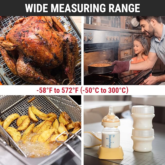 TempPro TP03B Digital Meat Thermometer for Cooking, Instant Read Thermometer with Backlight, Kitchen Food Thermometer for Grill Smoker BBQ Oil Deep Fry Candy Bread Coffee (Previously ThermoPro)