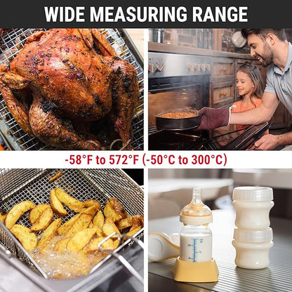 TempPro TP03B Digital Meat Thermometer for Cooking, Instant Read Thermometer with Backlight, Kitchen Food Thermometer for Grill Smoker BBQ Oil Deep Fry Candy Bread Coffee (Previously ThermoPro)