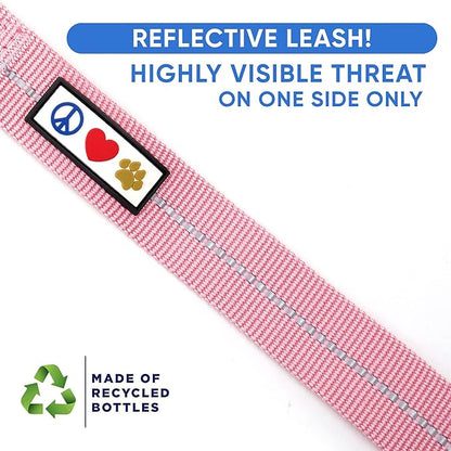 Pawtitas Pink Dog Leash 6 ft M/L Reflective Durable Lightweight Recycled Lead for Medium or Large Dogs and Puppies