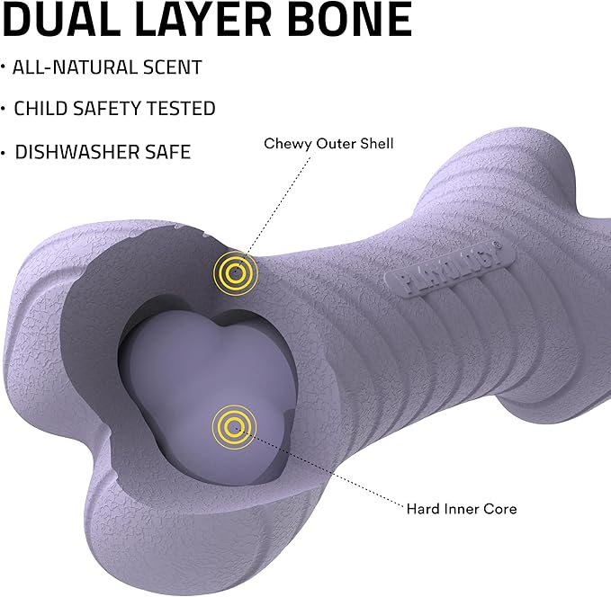 Playology Dog Toys | Dual Layer Bone Durable Chew Toy Bone for Dogs | Jumbo Lamb Scented Toy - Easy to Clean and Made from Non Toxic Materials