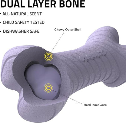 Playology Dog Toys |Dual Layer Bone Durable Chew Toy Bone for Dogs | Small Lamb Scented Toy - Easy to Clean and Made from Non Toxic Materials