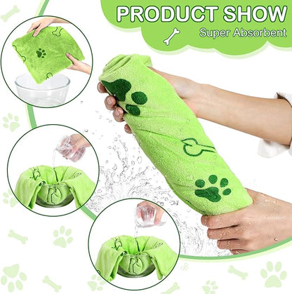 Chumia 8 Pcs Dog Towels for Drying Dogs Cats Pet Towels Bulk Puppy Microfiber Fast Drying Paw Bath Bathing Supplies Absorbent for Medium Pets(40 x 24 Inch,Dog Paw and Bone,Colorful)